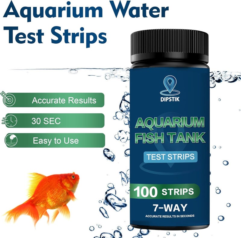 DIPSTIK Aquarium Test Strips, 7-Way Freshwater Saltwater Fish Tank Pond Test Kit, 100 Strips, Nitrate, Nitrite, Chlorine, Hardness, Alkalinity, Carbonate, pH - Image 3
